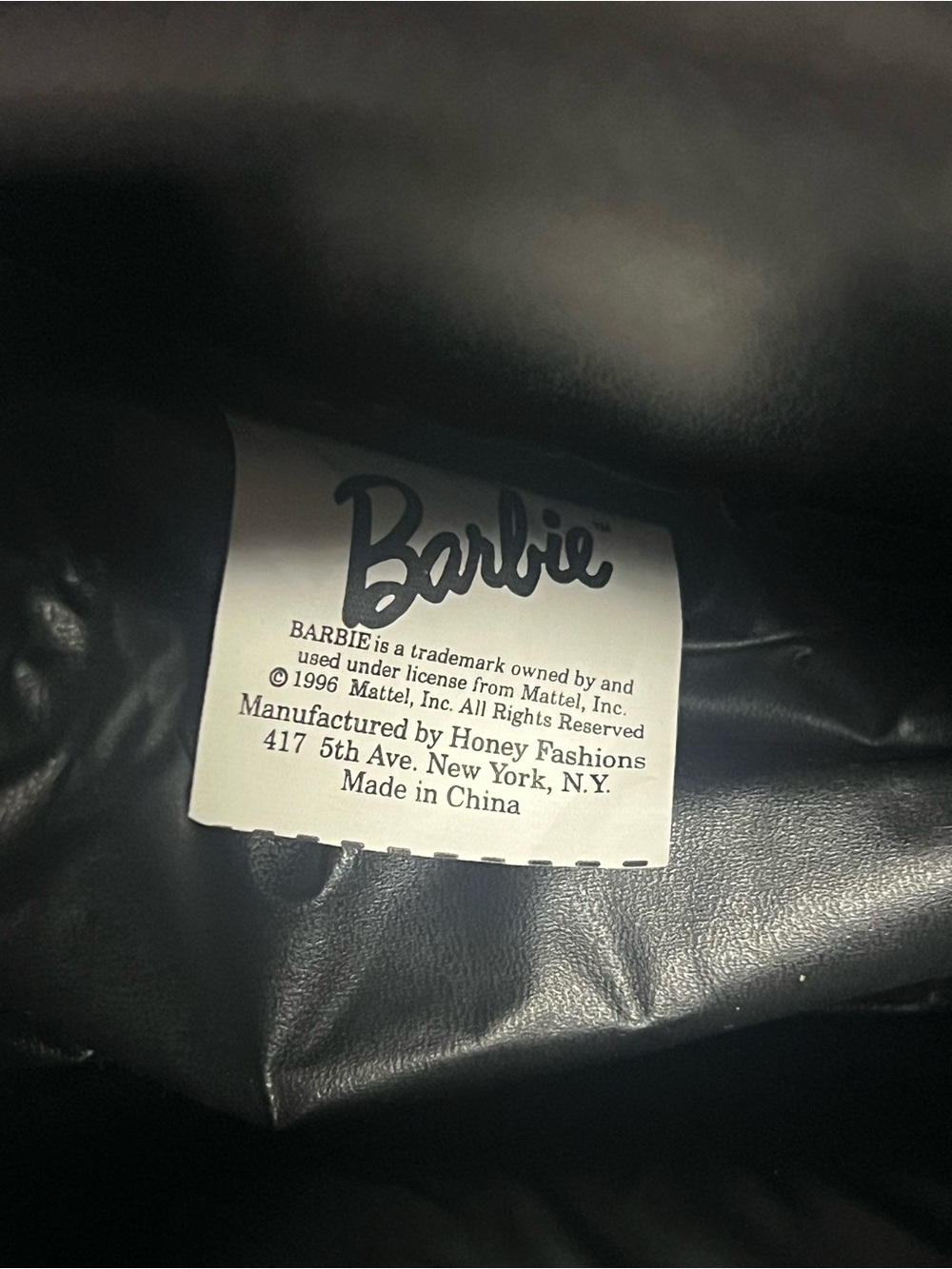Black Vinyl Barbie Mini Backpack Barbie Head Profile FAO Schwarz RARE - Picture 11 of 11